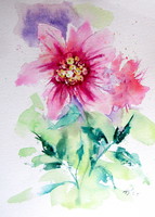 Pink florals VI- watercolor painting / Rózsaszín virágok VI - akvarell festmény