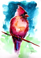 Cardinal bird- watercolor painting / Kardinális pinty - akvarell festmény