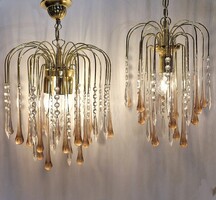 Vintage, hollywood regency muránói jellegű könnycsepp csillár pár