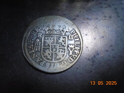 1708  2 Reales ezüst (903/1000) pénzérme,V.Fülöp spanyol király,Segovia, antik gyarmati "kalózkincs"