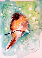 Bird IX - watercolor painting / Madár IX- akvarell festmény