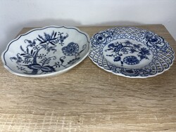 Meisseni kék mintás porcelán kistál+tányér