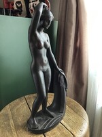 Régi Gömbös László Képcsarnokos bronzírozott terrakotta női akt szobor