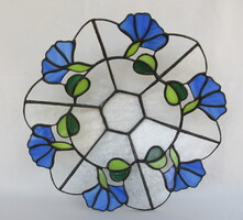 Üveg tál kék virágos