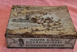 Antik fém doboz, pléh szivaros doboz a dualizmus korából (L5669)