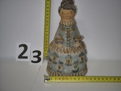Kiss Roóz Ilona kerámia figura, kerámia szobor,    - hölgy virágos ruhában - régi jelzetlen  -  / 23