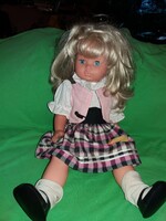 Régi LIEBERMANN ELA hajas sírós baba eredeti ruha, rajta még a cimke is GYŰJTŐI 55 cm képek szerint