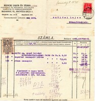Régi számla: Humor Lajos papír, Budapest.
