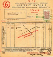 Régi számla: Hutter és Lever Rt, illatszer, Budapest.