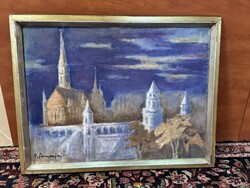 G Somorjai Magda Halász Bástya olaj festmény