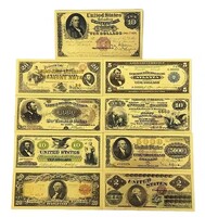 ÚJ! 9 db USA 24kr. arannyal bevont plasztik bankjegy.