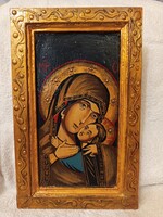 Ortodox Ikon: Szűz Mária és Gyermek Jézus (Theotokos)