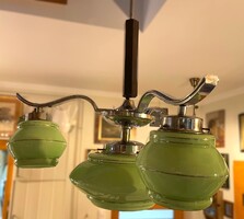 Régi art deco három karos csillár, lámpa Lampart