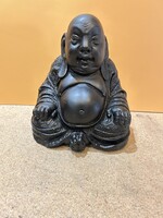 Régi fekete kerámia buddha szobor. 7736