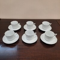 6 db Fehér Herendi porcelán capuccinós csésze + alj készlet
