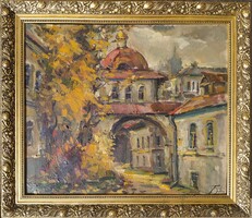 Őszi udvar - orosz festőművész, jelzett (o.v.)