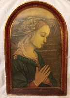 Arezzói ,egyedi, fakeretes Madonna kép, 43 cm magas