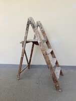 Antik létra kétágú fa könyvtár szobafestő bútor kinyitható létra 919 3039