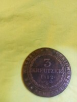 3 krajcár , bronz érme 1812 év