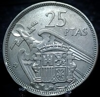Spanyolország 25 Peseta, 1957 "58" a csillagon (1958) C13E3