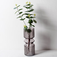 Smoky Purple Vintage Stylish Glass Vase / Mid-century Pressed Glass Vase / Italy / 1990s