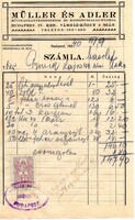 Régi számla: Müller és Adler, Művirág, Budapest.