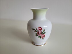 Retro Hollóházi rózsa mintás porcelán váza rózsás