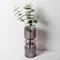 Smoky Purple Vintage Stylish Glass Vase / Mid-century Pressed Glass Vase / Italy / 1990s