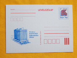 Díjjegyes levelezőlap 1989. 30 éves a Konsumex Külkereskedelmi Vállalat