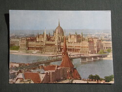 Képeslap,Budapest,Országház,Parlament,Kossuth híd látkép,részlet, 1959-