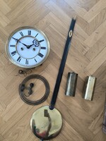 Antik kisebb méretű 2 súlyos falióra szerkezet inga,lencse szàmazonos.Hoser féle szerkezet szignàlt