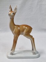 Régi kézzel festett Kőbányai Porcelángyár porcelán őzike figura hibátlan állapotban 15 cm. magas