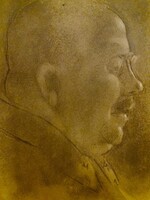 Antik Stefanovics szignós grafika férfi profil portré egy jó kezű mestertől A/ 4 - 30 x 21 cm 3