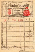 Számolócédula: Ádám Károly fonal, Budapest.