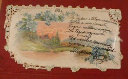 ANTIK CSIPKÉS SZÉLŰ MINI LEVELEZŐLAP 1906