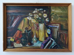 Göldner Tibor(1929-2023): Tavaszi csendélet. Jelzett olajfestmény (képcsarnokos).