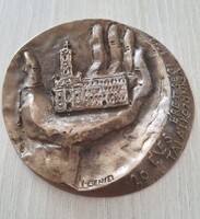 Lesenyei Márta (1930- ) 1969. "20 éves érettségi találkozónkra" egyoldalas, bronz plakett