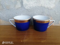 Hollóházi kávés csésze_ királykék / arany