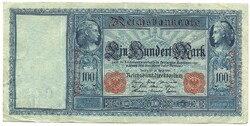 100 márka 1910 kékesszürke papíron piros sorszám Németország 3.
