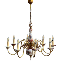 8-bulb chandelier with floral patterned porcelain inserts