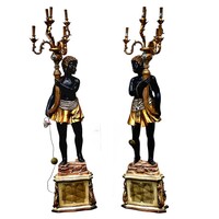 Exkluzív blackamoor stílusú állólámpapár – kézzel festett, aranyozott részletekkel B246