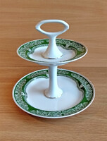 Hollóházi 2 emeletes porcelán sütemény torta tartó "Tokaj" jelzett