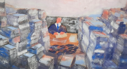 Az irodista (pasztell vegyes technika, 38x45 cm) karakter