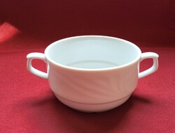 Hollóházi fehér porcelán leveses csésze tányér
