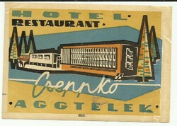 1960 - Bőröndcímke - Aggtelek - Cseppkő Hotel -Restaurant