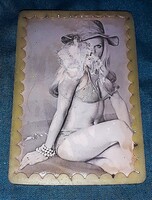 Régi 3 pálcás trafikáru céllövöldés zsebtükör játék - BRIGITTE BARDOT bikinis képpel a képek szerint