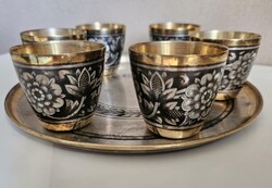Silver 6-piece glass set with tray