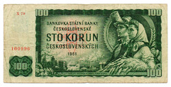 Csehszlovákia 100 Korona Bankjegy 1961 P91 X70 sorozat