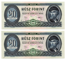 20 Forint Bankjegy 1975 gEF sorszámkövető pár