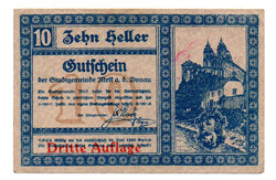 Ausztria Notgeld Melk 10 Heller 1920 III. Kiadás